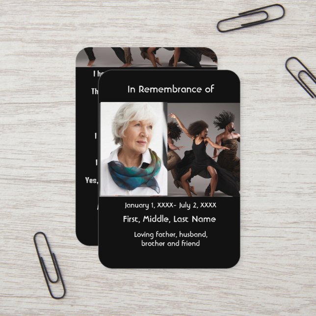 Minneskort Dancer Dansande Dans Visitkort (Fram/Back In Situ)