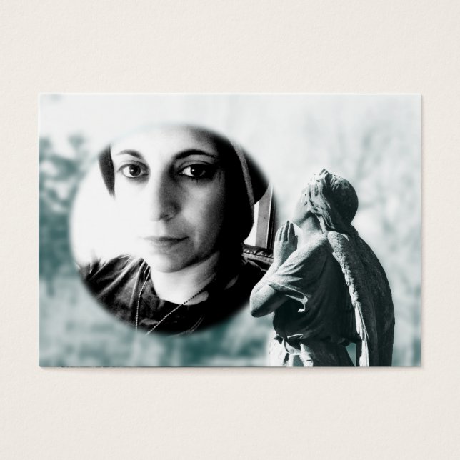 Minneskort för ängelbön visitkort (Framsidan)