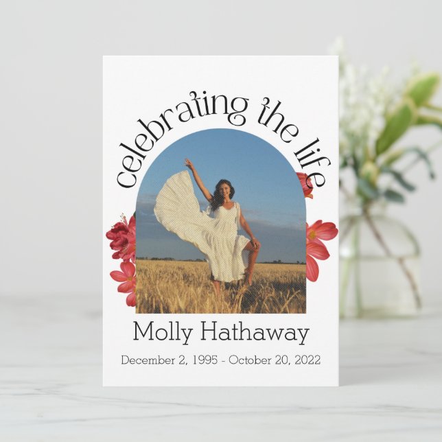 Minneskort för begonia-foto med bön för begravning kort (Stående Fram)