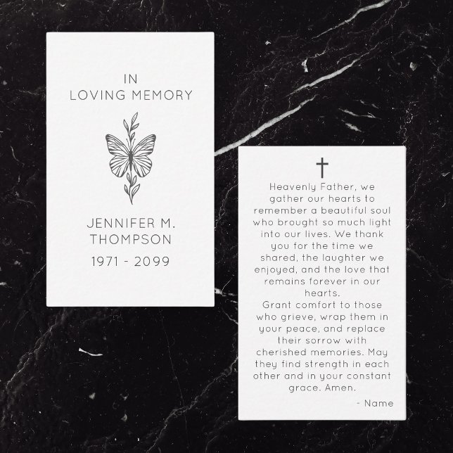 Minneskort för begravning eller minnesgudstjänst visitkort (In Loving Memory Funeral Memorial Prayer Card
)
