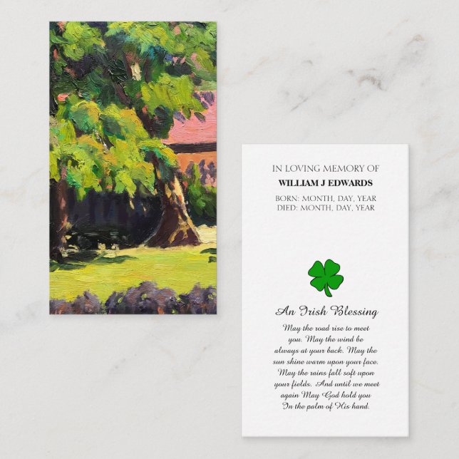 Minneskort för firande av livet visitkort (Fram/baksida)