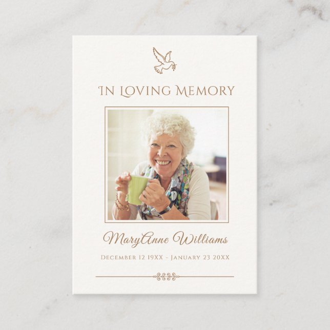 Minneskort för Funeral Bird Sympathy Wake Visitkort (Framsida)