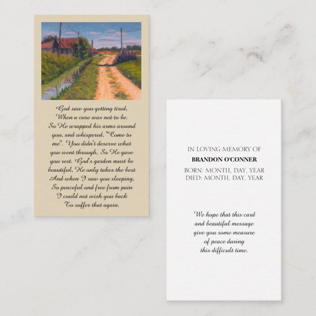 Minneskort för landsbygd Sympati Card Visitkort (Fram/baksida)