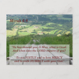 Minneskort för Micah 6 8-skript Vykort