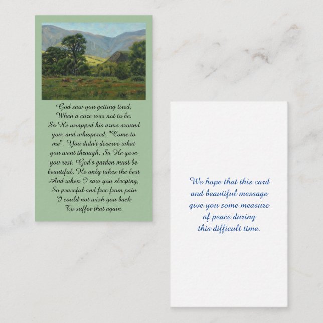 Minneskort för Oljemålning firande i livstid Visitkort (Fram/baksida)