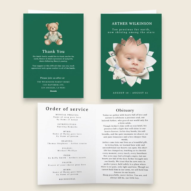 Minneskort för Shining Star Baby Funeral Kort (Skapare uppladdad)