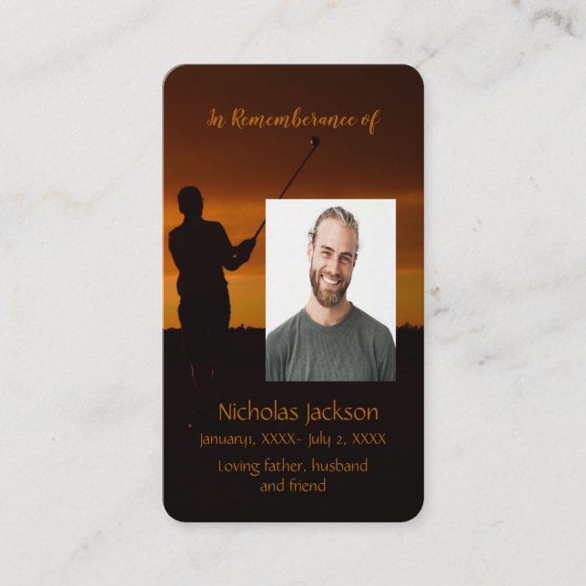 Minneskort Golf Golfing Golfing Visitkort (Framsida)