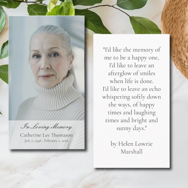 Minneskort med elegant foto och bön visitkort (In Loving Memory Elegant Photo Prayer Cards
)