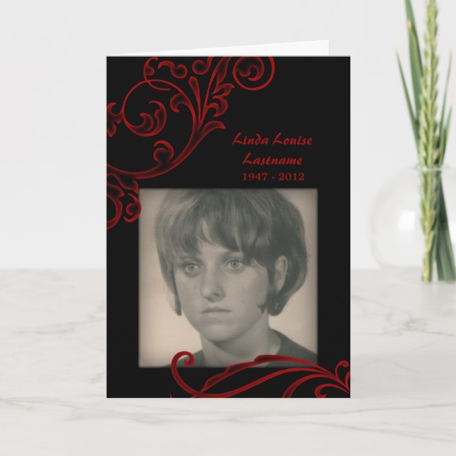 minneskort : röd blomning kort (Framsida)