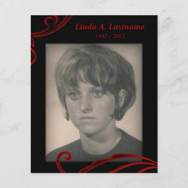 minneskort röd utsmyckning (Framsida)