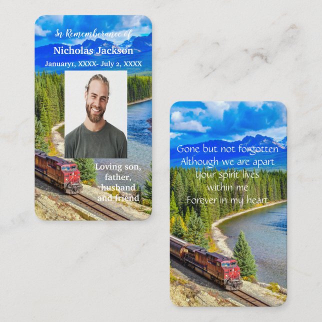 Minneskort Tåg-spårvagn, Visitkort (Fram/baksida)