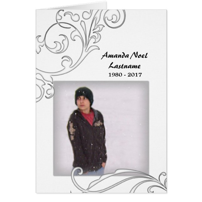 minneskort: vit blomning hälsningskort (Framsidan)