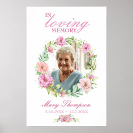 Minneskrans Rosa Blommor Krans Foto Begravning Poster