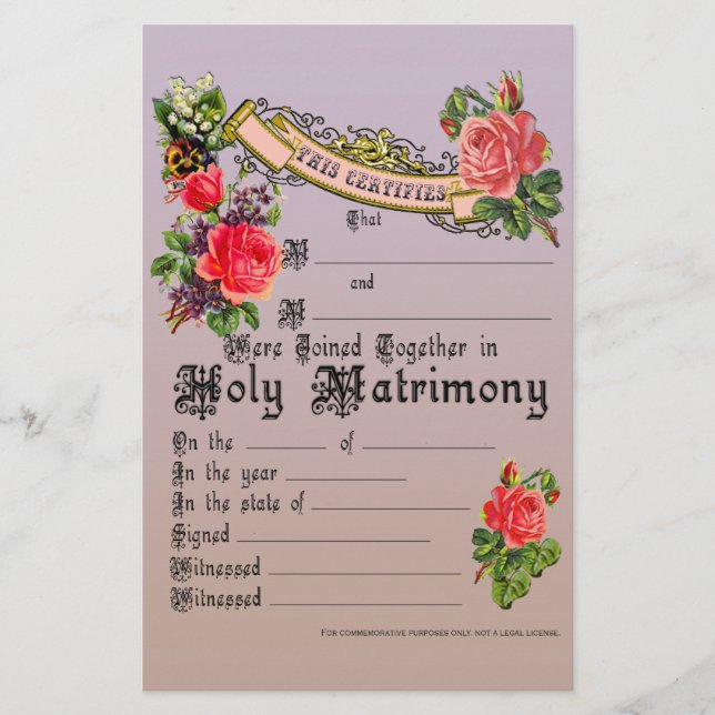 Minneslicens för Bröllop (Framsida)