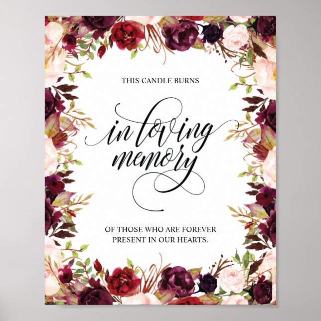 Minnesljus Brinner Tecken för att hedra minnet Poster (Framsidan)