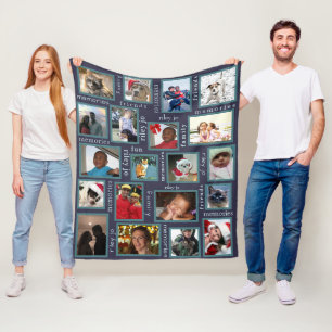 Minnesmarblå Skapa din 20 fotokollage Fleecefilt
