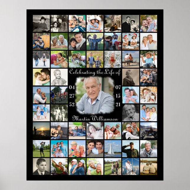 Minnesmärke 55 FÖR ATT FIRA LIVET Foto Collage Poster (Framsidan)