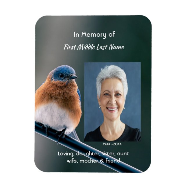 Minnesmärke Bluebird Trädgård Fågel  Magnet (Vertikal)