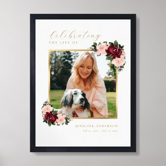 Minnesmärke Burgundy Rosa Blommig Foto Välkomstsky Poster