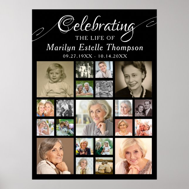 Minnesmärke FIRA LIVET FÖR 21 Foto Svart Poster (Framsidan)