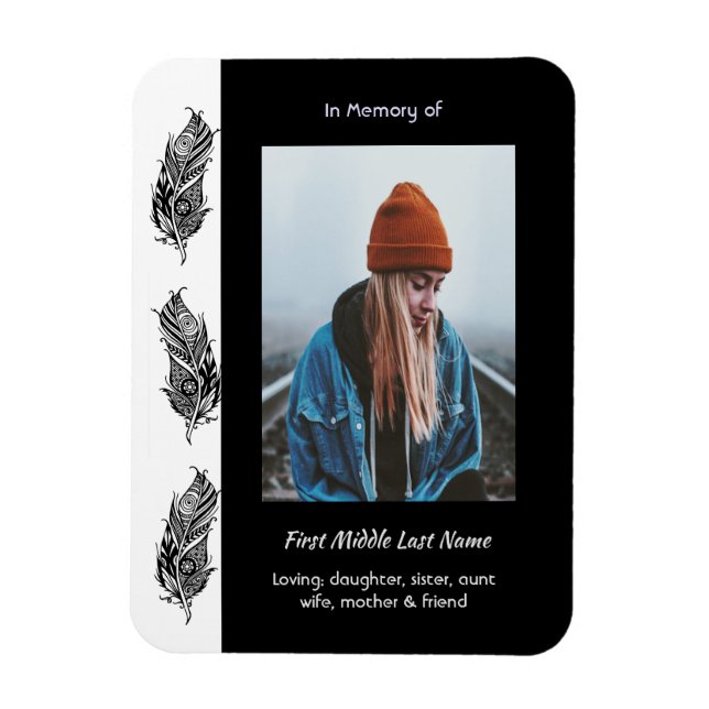 Minnesmärke Fjäder Tribal Boho  Magnet (Vertikal)