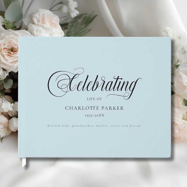 Minnesmärke "För att fira livet för"  Blue Gästböcker (Memorial "In Loving memory" Blue Custom Guest Book)