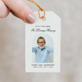 Minnesmärke för fröpaket Till minne av älskad Foto Presentetikett