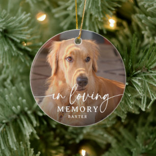 Minnesmärke för hund med foto - 'Kärleksfullt minn Julgransprydnad Keramik