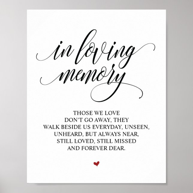 Minnesmärke för kärleksfull minne i vårt hjärta poster (Framsidan)