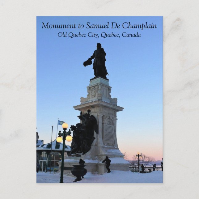 Minnesmärke för Samuel De Champlain, Quebec, Kanad Vykort (Framsida)