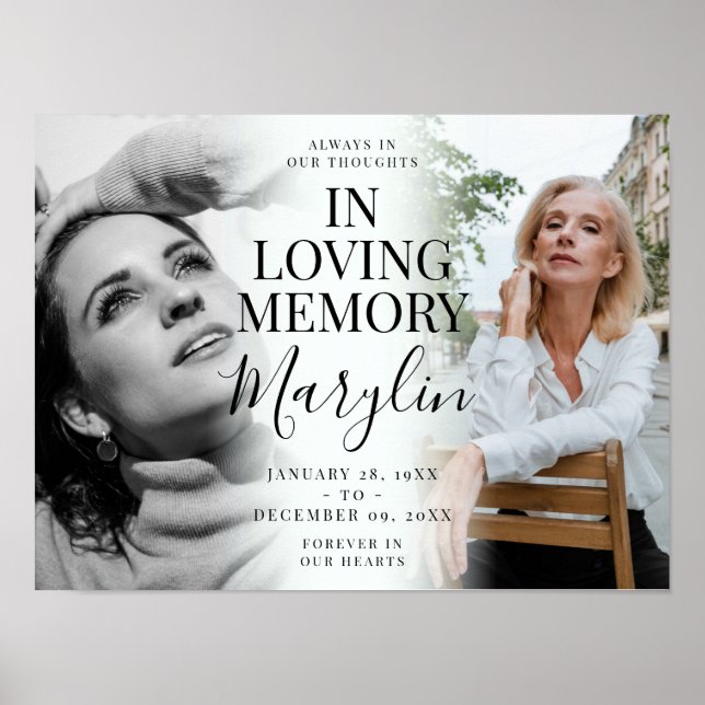 Minnesmärke före och efter fotot "In Loving Memory Poster (Framsidan)