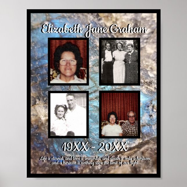 Minnesmärke Fyra Foto Blå Labradoritsten Poster (Framsidan)