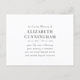 Minnesmärke Modern Enkel Citat Vykort