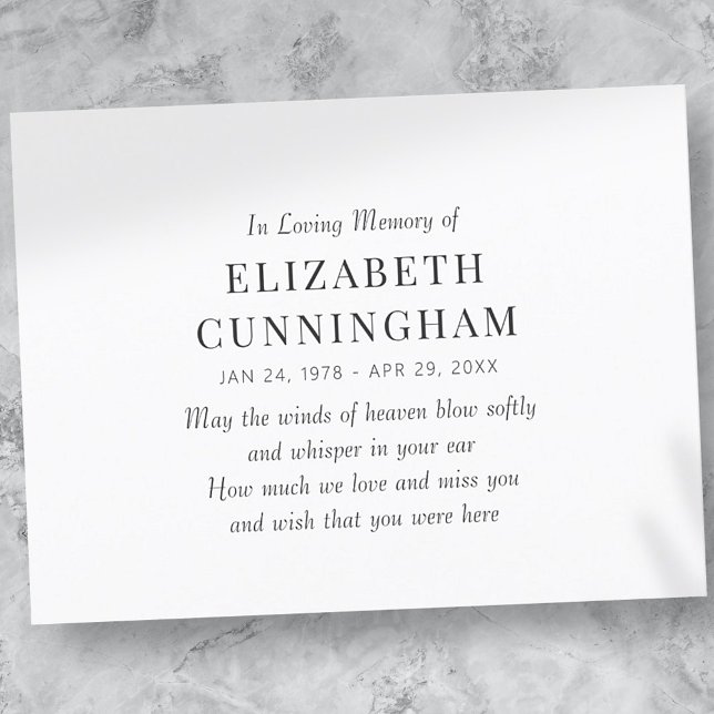 Minnesmärke Modernt Enkelt Meddelande Vykort (Skapare uppladdad)