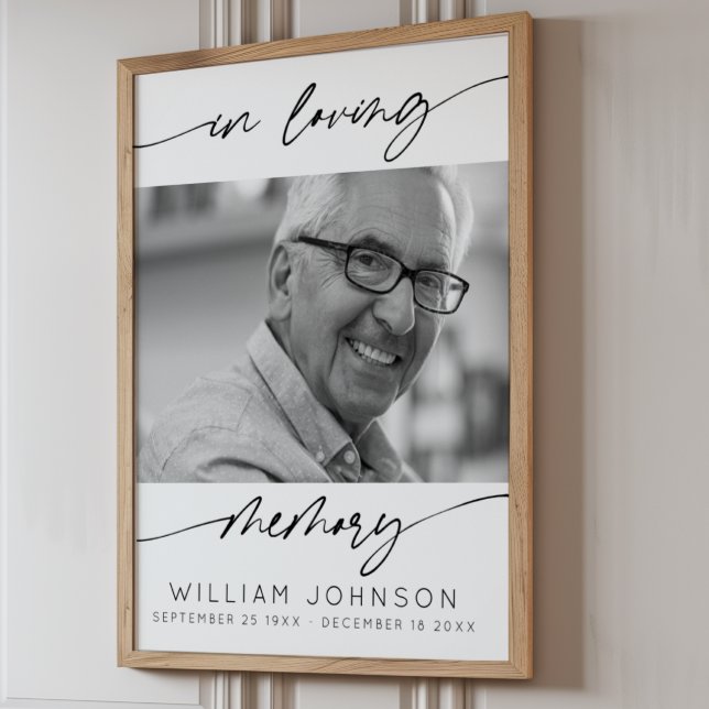 Minnesmärke Modernt manus Foto Begravning  Poster (Skapare uppladdad)