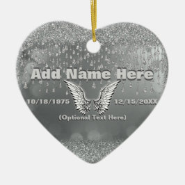 Minnesmärke - silvertårar julgransprydnad keramik