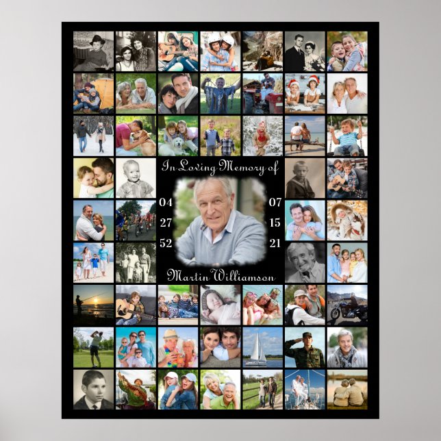 Minnesmärke TILL KÄRLEKENS MINNE 55 Bildcollage Sv Poster (Framsidan)