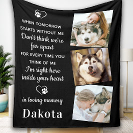 Minnesminne 3 Photo Pet Loss Gift Hund Memorial Fleecefilt