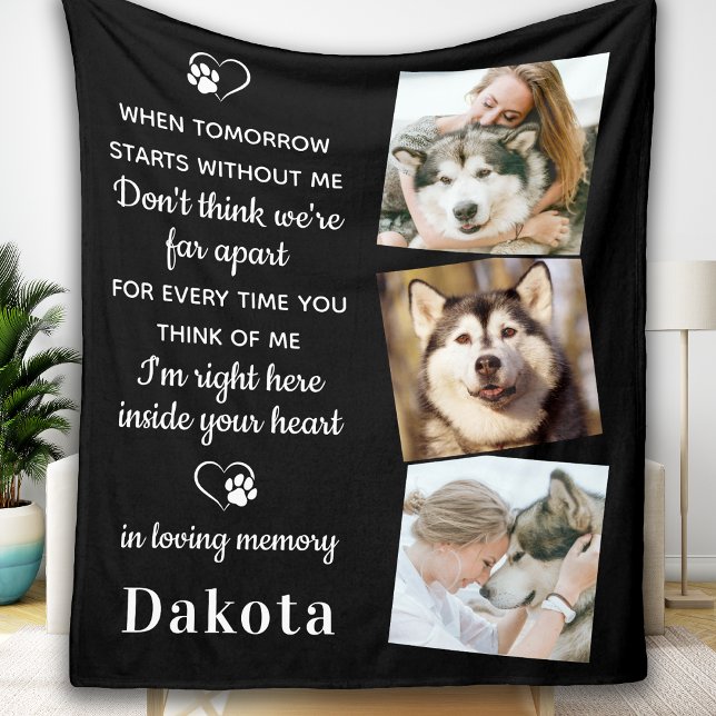 Minnesminne 3 Photo Pet Loss Gift Hund Memorial Fleecefilt (Skapare uppladdad)