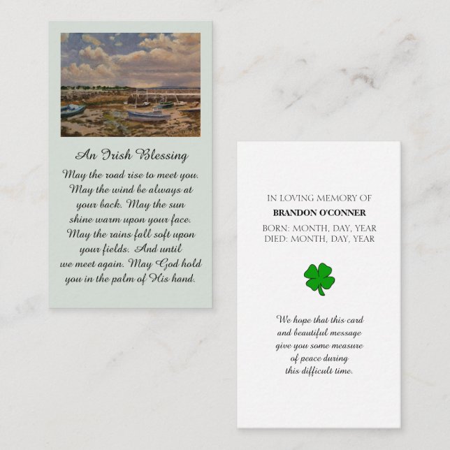 Minnesminneskort i lyft visitkort (Fram/baksida)