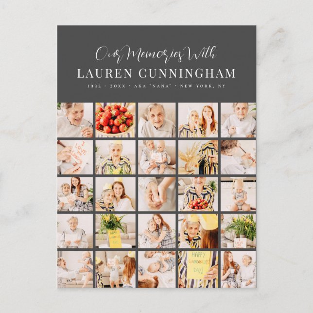 Minnesmodern Minimalistisk 25-Fotocollage Vykort (Framsida)