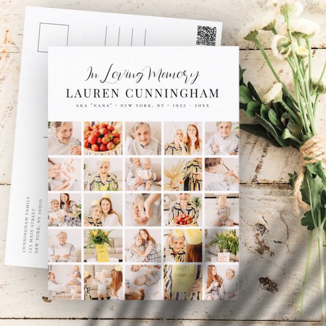 Minnesmodern Minimalistisk Enkel 25-Fotocollage Vykort (Skapare uppladdad)