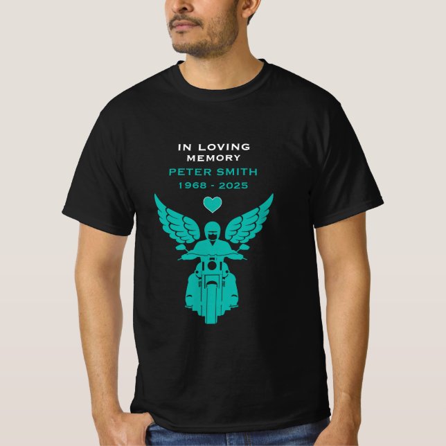 Minnesmotorcykel Förare Biker Begravning T Shirt (Framsida)