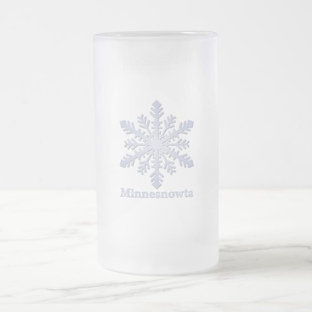 Minnesnowta Blue Snowflake Frostat Ölglas (Center)