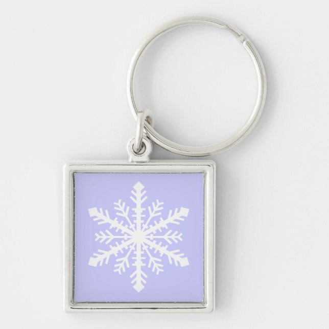 Minnesnowta Snowflake Fyrkantig Silverfärgad Nyckelring (Framsidan)