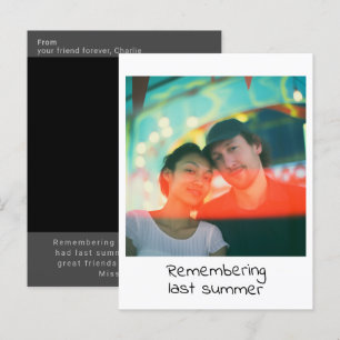 Minnesnyckelvänlighet för omedelbar fotoåtercirkul vykort