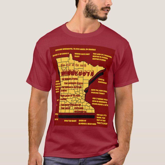 Minnesota 3d karta t shirt (Framsida)