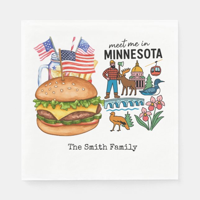 Minnesota 4 juli självständighetsdag fest   pappersservett (Framsidan)