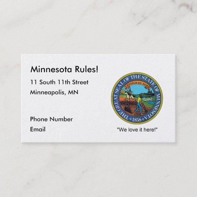 Minnesota-Affärskort Tidsbeställning Kort (Framsida)