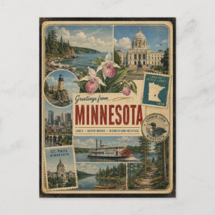 Minnesota Äkta Vintage-stil vykort